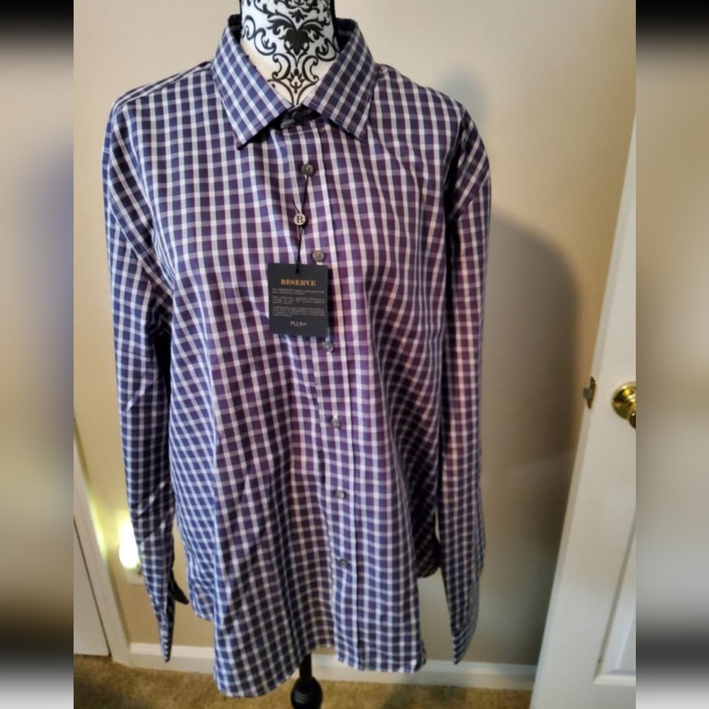 Jos A Bank Reserve Collection Slim Fit Spread Collar Check Sport Shirt XXL